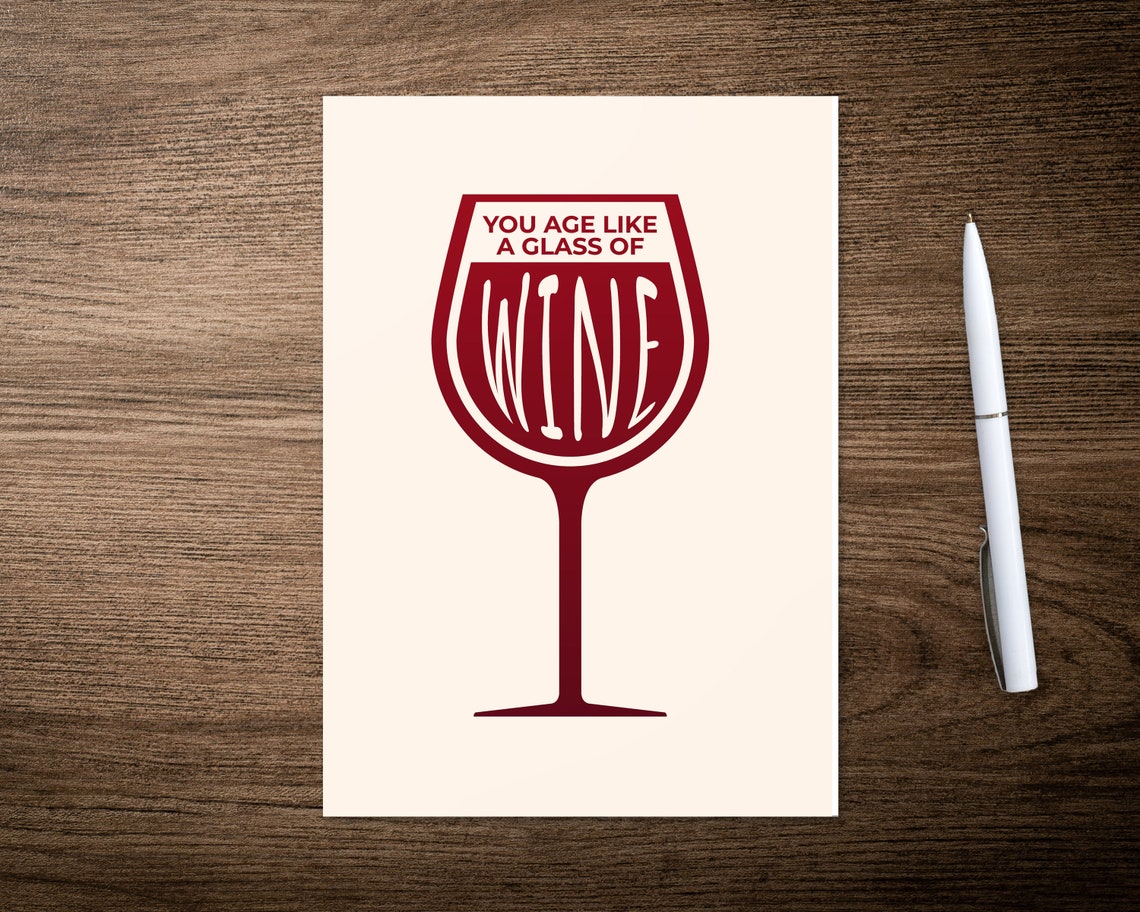 Wine Birthday PRINTABLE Birthday Card Cute Birthday Card | Etsy
