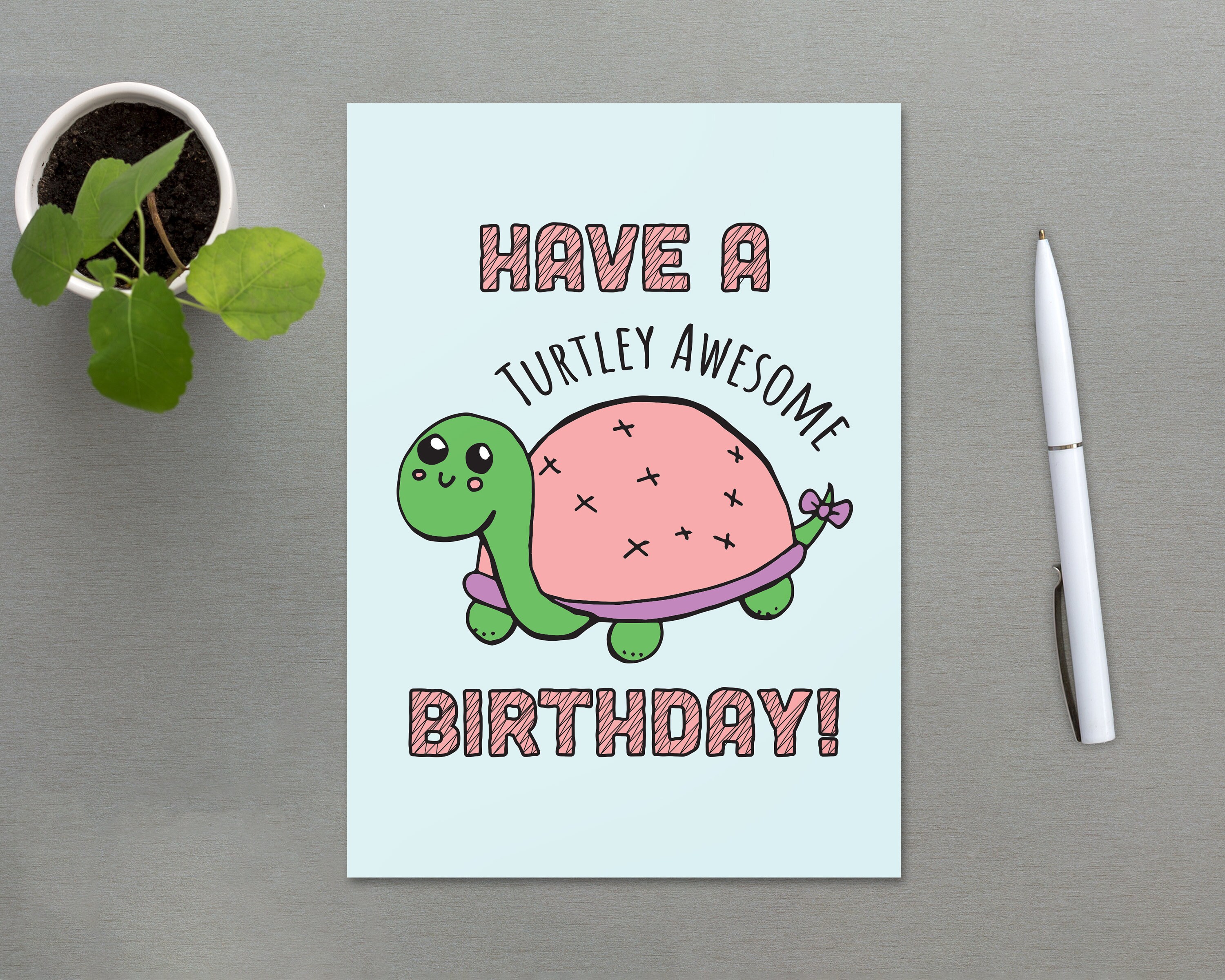 Turtle Birthday Card Turtley Awesome Birthday PRINTABLE - Etsy España