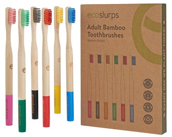 EcoSlurps Bamboo Toothbrushes - British Eco-Friendly Family Toothbrush Multipack - Zero Waste, Plastic Free, biodegradable & compostable