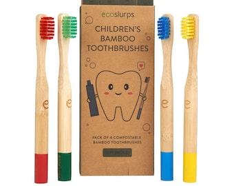 EcoSlurps Kids Bamboo Toothbrushes - Soft biodegradable children's Toothbrush multipack - Eco friendly, zero waste, compostable Toothbrushes