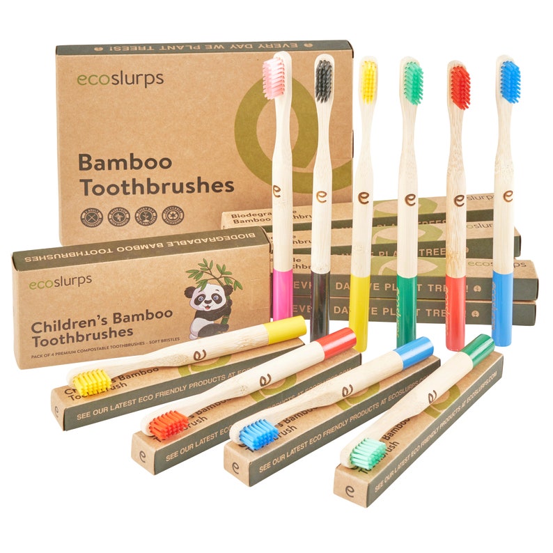 6 Adult Bamboo Toothbrushes Ecoslurps Tree Planted With Sale Etsy UK