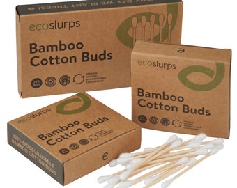 EcoSlurps Bamboo Cotton Buds - Biodegradable Cotton Bud, Swab and Qtips | Eco friendly stocking fillers plastic free zero waste cotton swabs