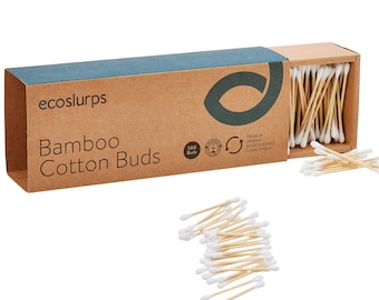 EcoSlurps Bamboo Cotton Buds: Biodegradable, Plastic-Free, Cotton Swabs, Qtips, earbuds plastic free ecofriendly design.