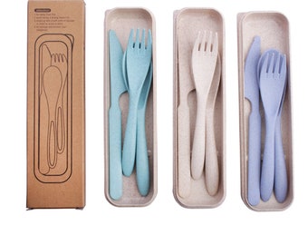 EcoSlurps Reusable Cutlery Sets for eating on the go! Eco friendly plastic travel cutlery for lunch & camping - British Gift