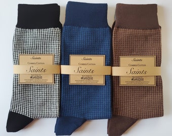 Men's Luxury Houndstooth Pattern Socks, High Quality, Suit Socks, Gift for Men [4 Colours available]