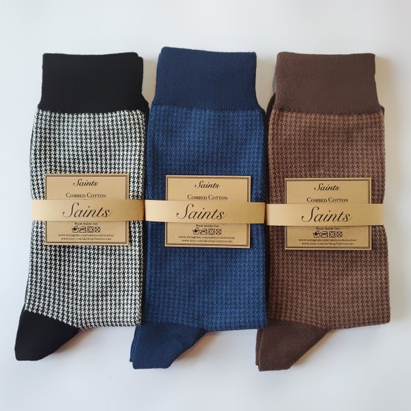 Herren Luxus Hahnentritt Muster Socken, Hohe Qualität, Anzug Socken, Geschenk für Männer [4 Farben erhältlich]