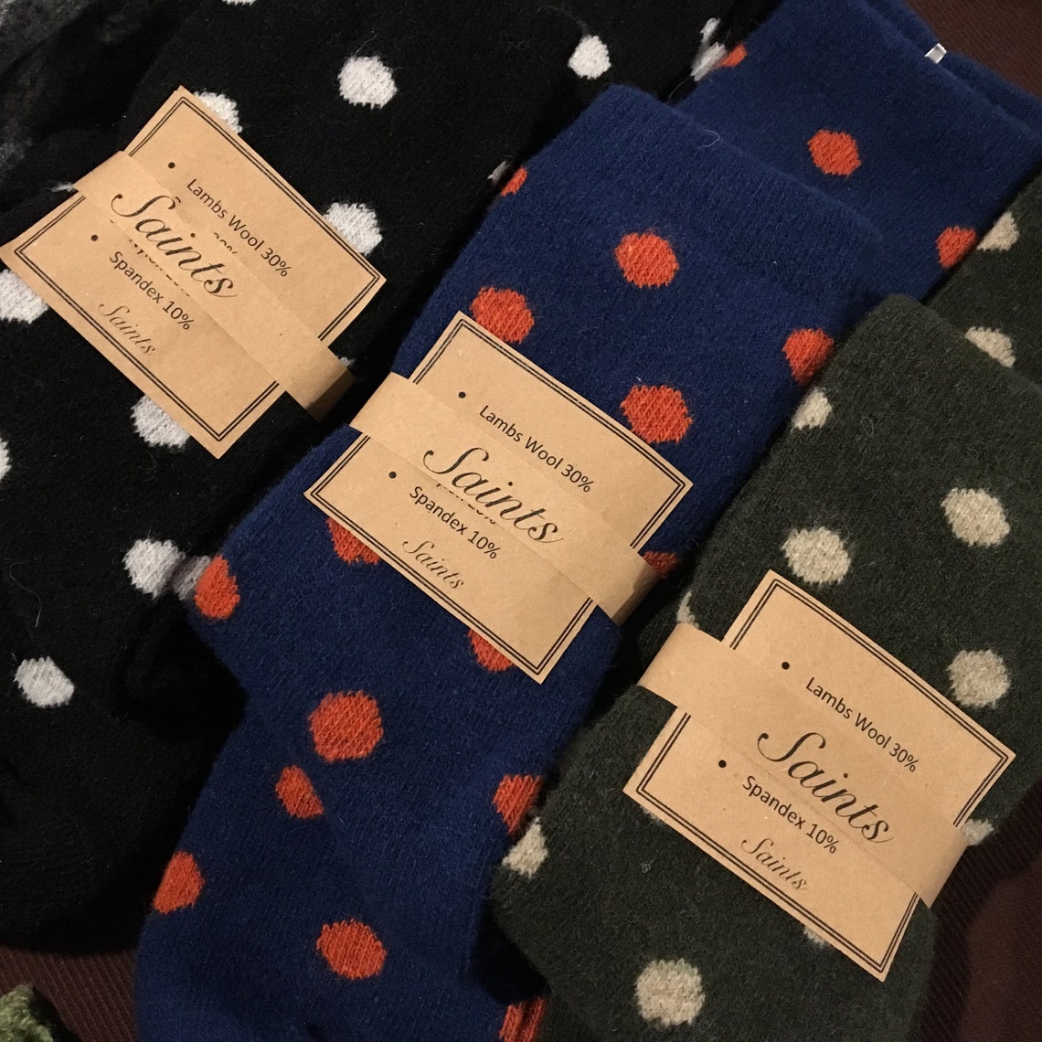 Lovely Dot Pattern Lamb's Wool Socks 4 colours available | Etsy