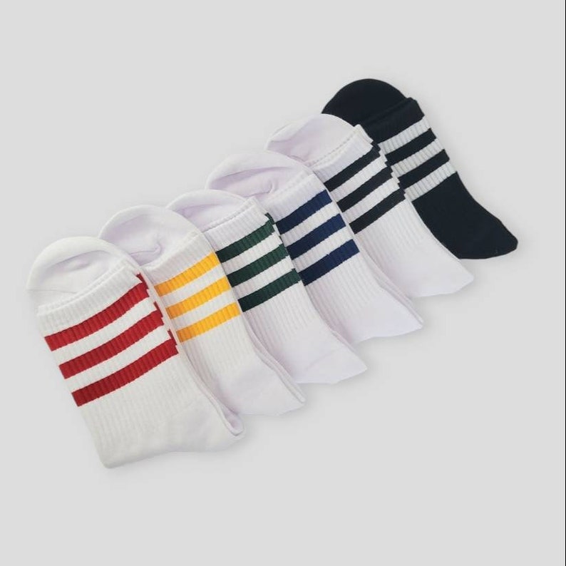 Triple Striped Womens Cotton Socks, Sporty socks, Unique socks, Fashion socks, Casual socks 6 Colours available image 3