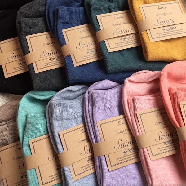 Chaussettes unies en coton pour femmes [19 couleurs disponibles]