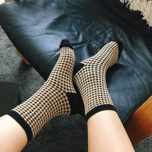 Houndstooth Cotton Women&#39;s Socks