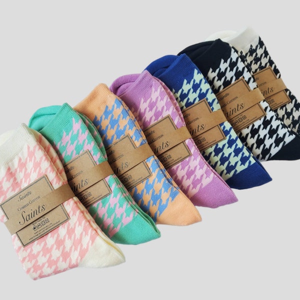 Hahnentritt Muster Damen Baumwollsocken, Einzigartige Socken, Fashion Socken [7 Farben erhältlich]