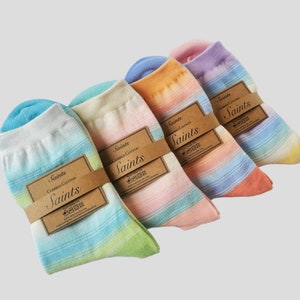 Lovely Color Gradation Calcetines de algodón para mujer, calcetines de moda, calcetines únicos, pastel [4 colores disponibles]