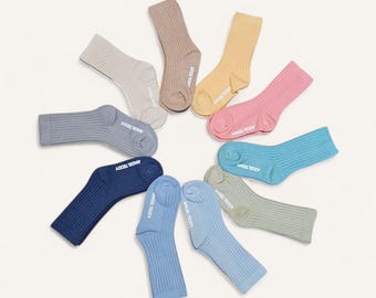 Chaussettes colorées pour enfants, 10 couleurs disponibles, chaussettes en coton doux pour enfants, chaussettes pour garçons et filles, chaussettes amusantes