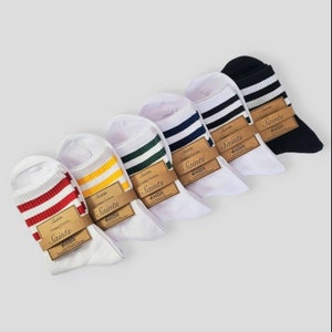 Triple Striped Womens Cotton Socks, Sporty socks, Unique socks, Fashion socks, Casual socks 6 Colours available image 1