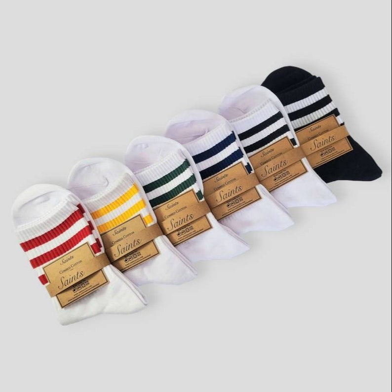 Triple Striped Womens Cotton Socks, Sporty socks, Unique socks, Fashion socks, Casual socks 6 Colours available image 1