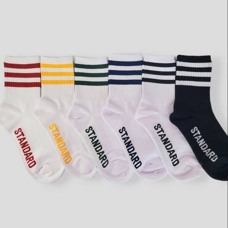 Triple Striped Womens Cotton Socks, Sporty socks, Unique socks, Fashion socks, Casual socks 6 Colours available image 5