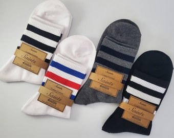 Triple Striped Men’s Cotton Socks, Sporty socks, Unique socks, Fashion socks, Casual socks [4 Colours available]