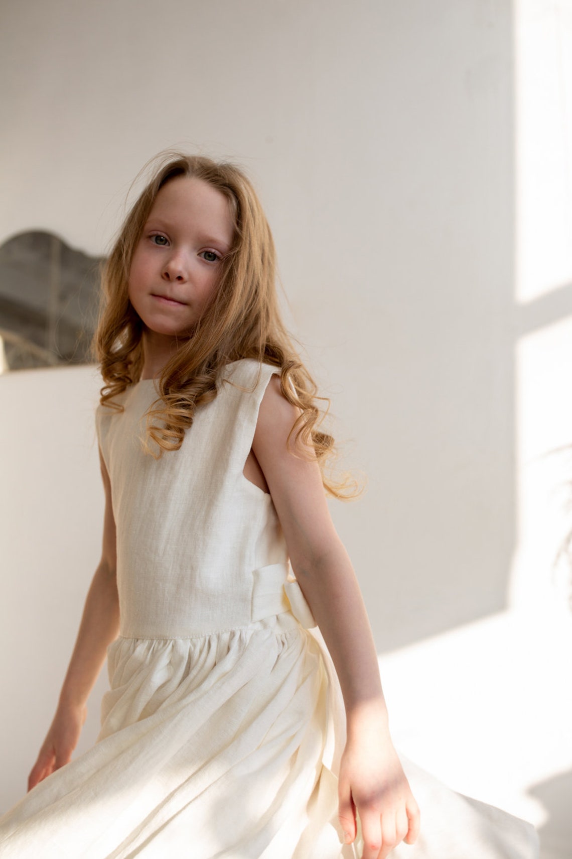 Light cream sundress sizes 86-152 flower girl mori girl | Etsy
