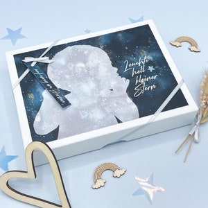 Trauerbox für Sternenkinder – Trauerkarte mit Aquarell, Erinnerungsgeschenk zur Anteilnahme, zartes Geschenk zum Verlust eines Kindes