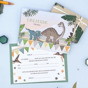 Einladungskarten Kindergeburtstag - Dinosaurier Einladungen für Kinder zum selbst Ausfüllen, Dino Geschenk für Jungen Grundschule & Kita