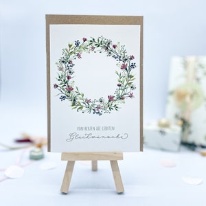 Glückwunschkarte Aquarell: Blumenkranz Geschenk Karte für Geburtstage & besondere Anlässe und zur Hochzeit