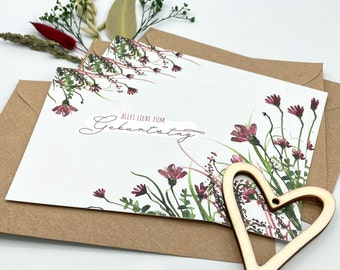 Card Happy Birthday, postcard set, watercolor floral motif, gift card, savings set of 3