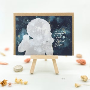 Mourning card star child light bright small star for the loss of a baby in A6 with envelope