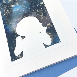 Trauerkarte Sternenkind - zartes Geschenk für Eltern zum Verlust ihres Babys, handgefertigte Karten Unikate in Aquarell Blau oder Pflaume