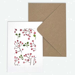 Weihnachtskarte Aquarell Beeren - Geschenk für Mama,Papa, Bruder oder Schwester zu Weihnachten, handgemalte Karte zum Geschenk A6 mit Kuvert