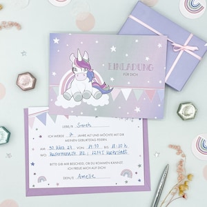 Kinder Einhorn Einladungskarten - Geschenk für den Kindergeburtstag & echte Einhorn Fans zum Ausfüllen, Einladungen für Kita und Grundschule