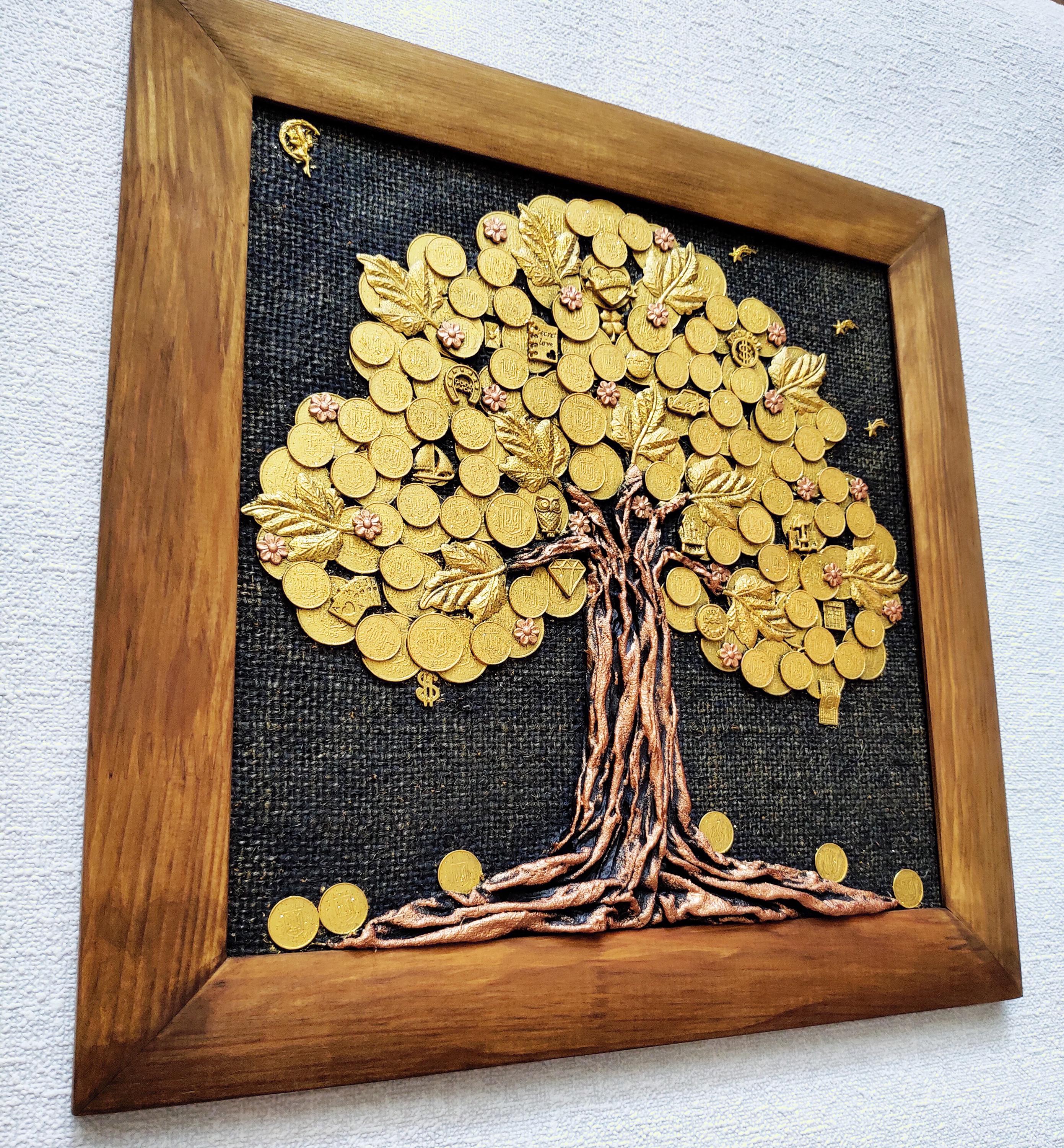 (絵画)金の成る木 幸運を招く「金の成る木」純金アート（43cm Lサイズ）｜純金アート商品