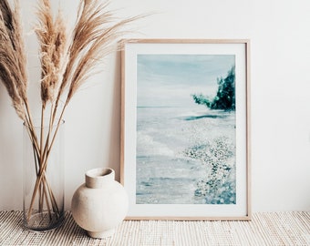 Beach Coastal Landscape Painting, Fine Art Print, Vertical Paper Print, Oil Painting Print, Wall Art, Landscape Painting, Painting Print