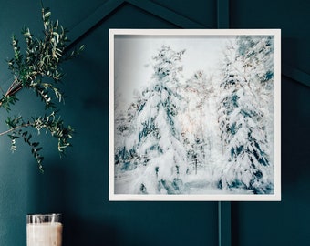 Winter Forest Landscape Painting, Fine Art Print, Vertical Paper Print, Oil Painting Print, Wall Art, Landscape Painting, Painting Print