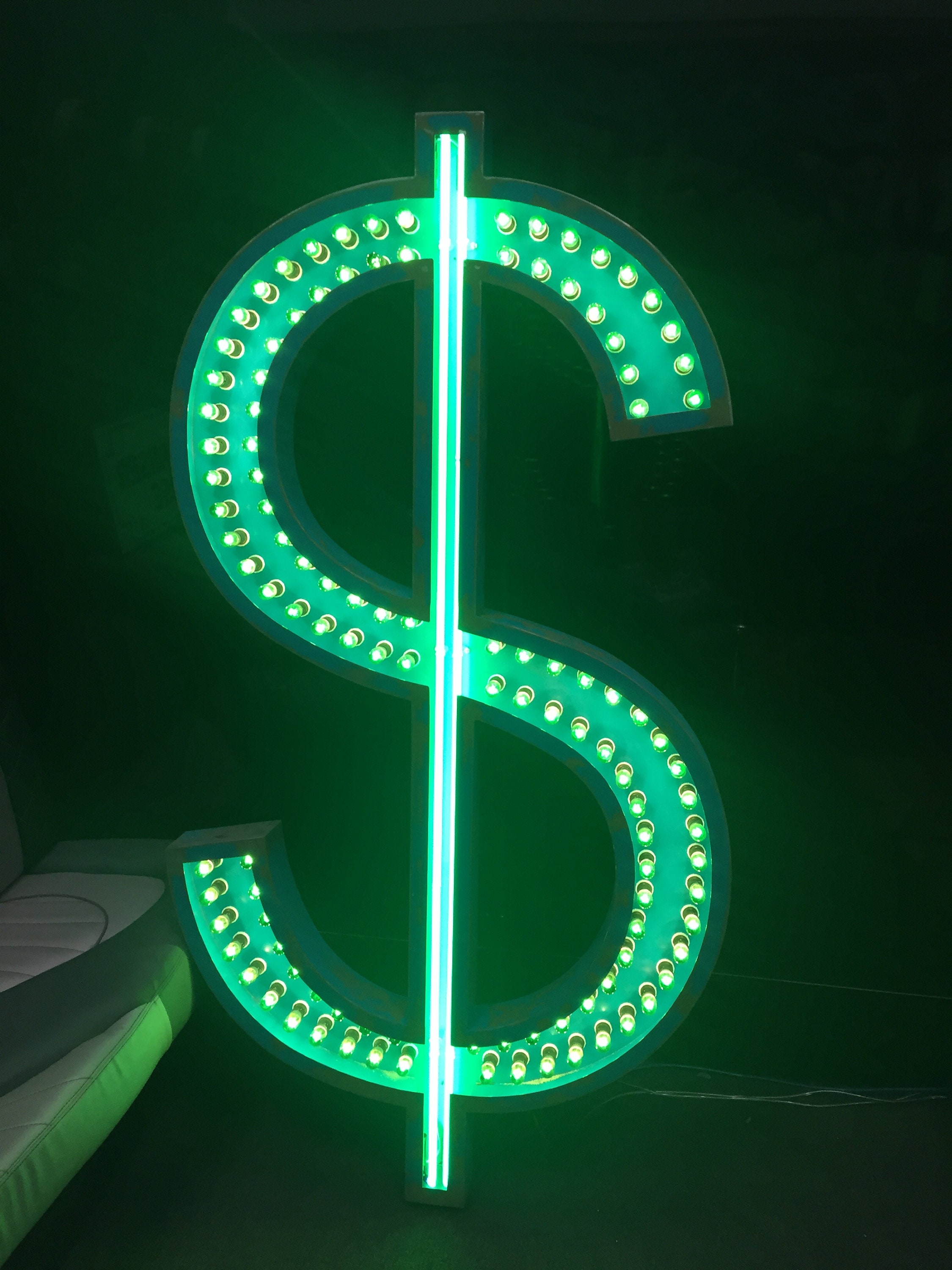 Huge Neon Dollar Sign 6ft Neon Sign Vintage Green NYC Effect - Etsy