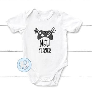 Nieuwe speler baby romper. Gamer papa mama cadeau. Zwangerschapsaankondiging babyvestje.