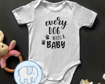 Dog needs a baby bodysuit. Pregnancy announcement baby vest. Gift for new parents. Siblings and paws