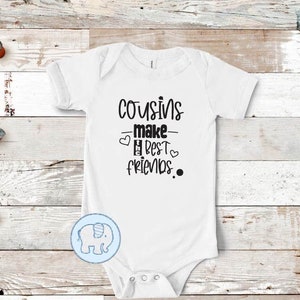 Cousins make the best friends. Cousin Pregnancy announcement baby vest.