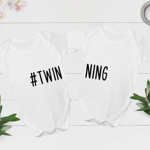 twinning baby vest set. Set of bodysuits for twins. Perfect present for new babies