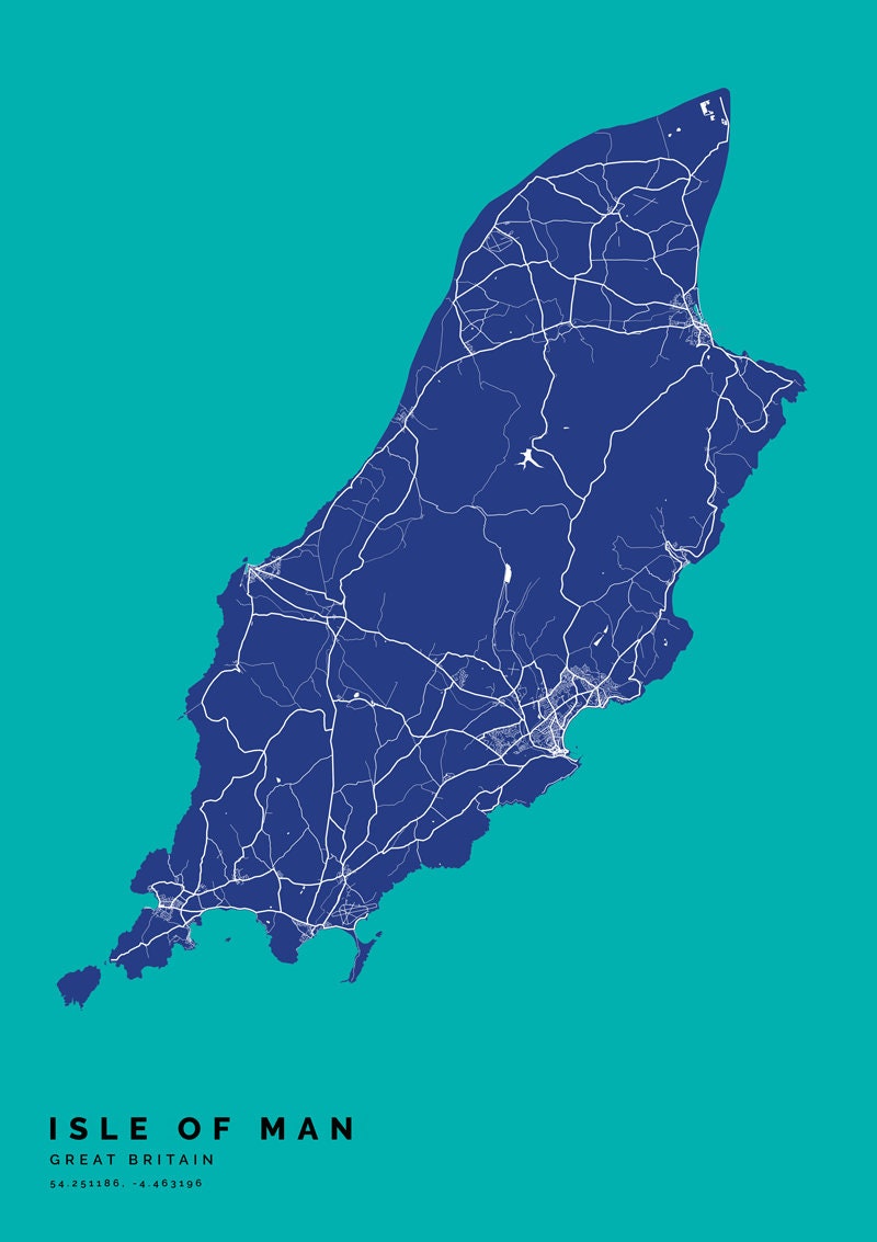 Manx Maps Art Print - Many Colours - 200gsm Art Quality Paper - Fast ...