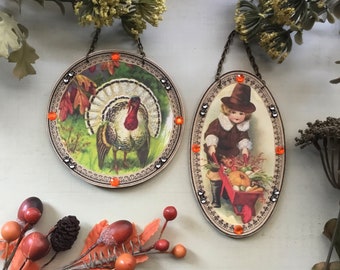Vintage style Thanksgiving ornament/   Thanksgiving tree ornament/  Fall ornament