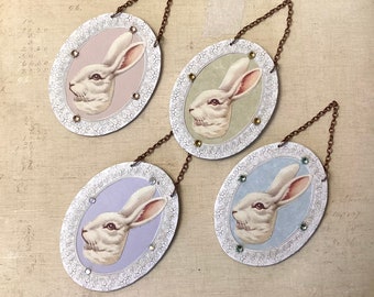 Vintage style Easter ornaments / Antique inspired Rabbit ornaments