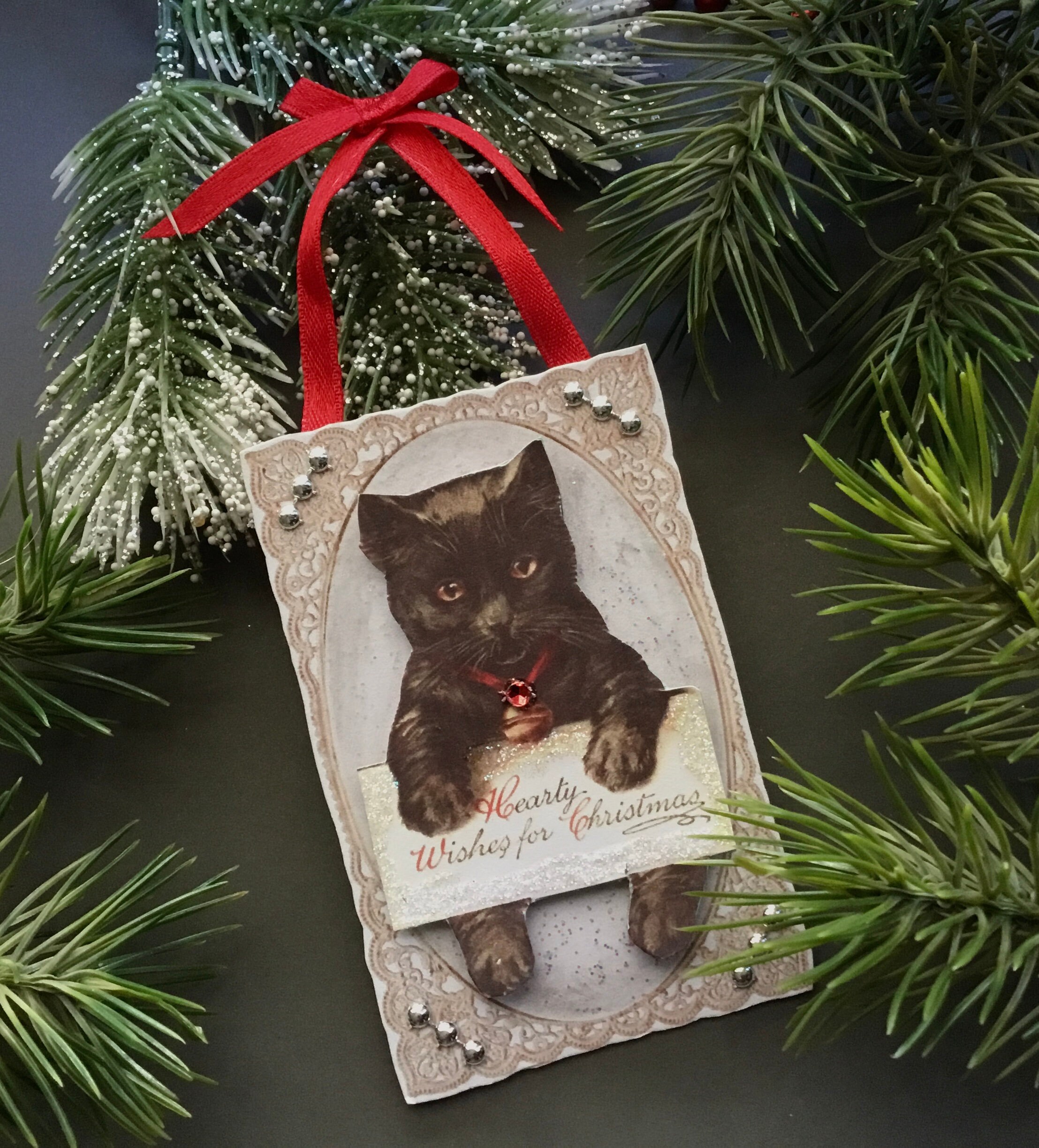 Victorian Cat Christmas Ornament/ Vintage Style Cat Ornament Etsy