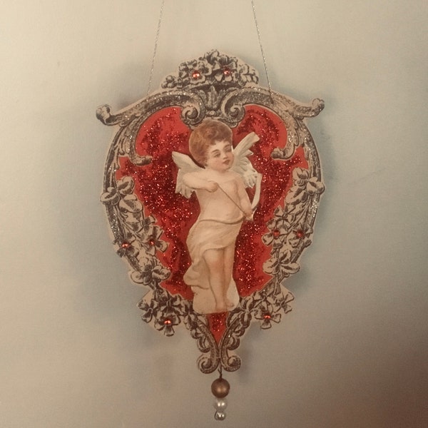 Antique style Victorian cupid ornament/ Victorian angel decoration