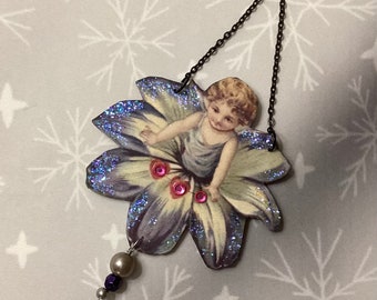Vintage inspired Fairy ornament/ Retro Pixie ornament