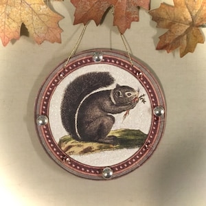 Vintage style fall ornament/ Squirrel tree ornament/ Woodland ornament / Thanksgiving ornament