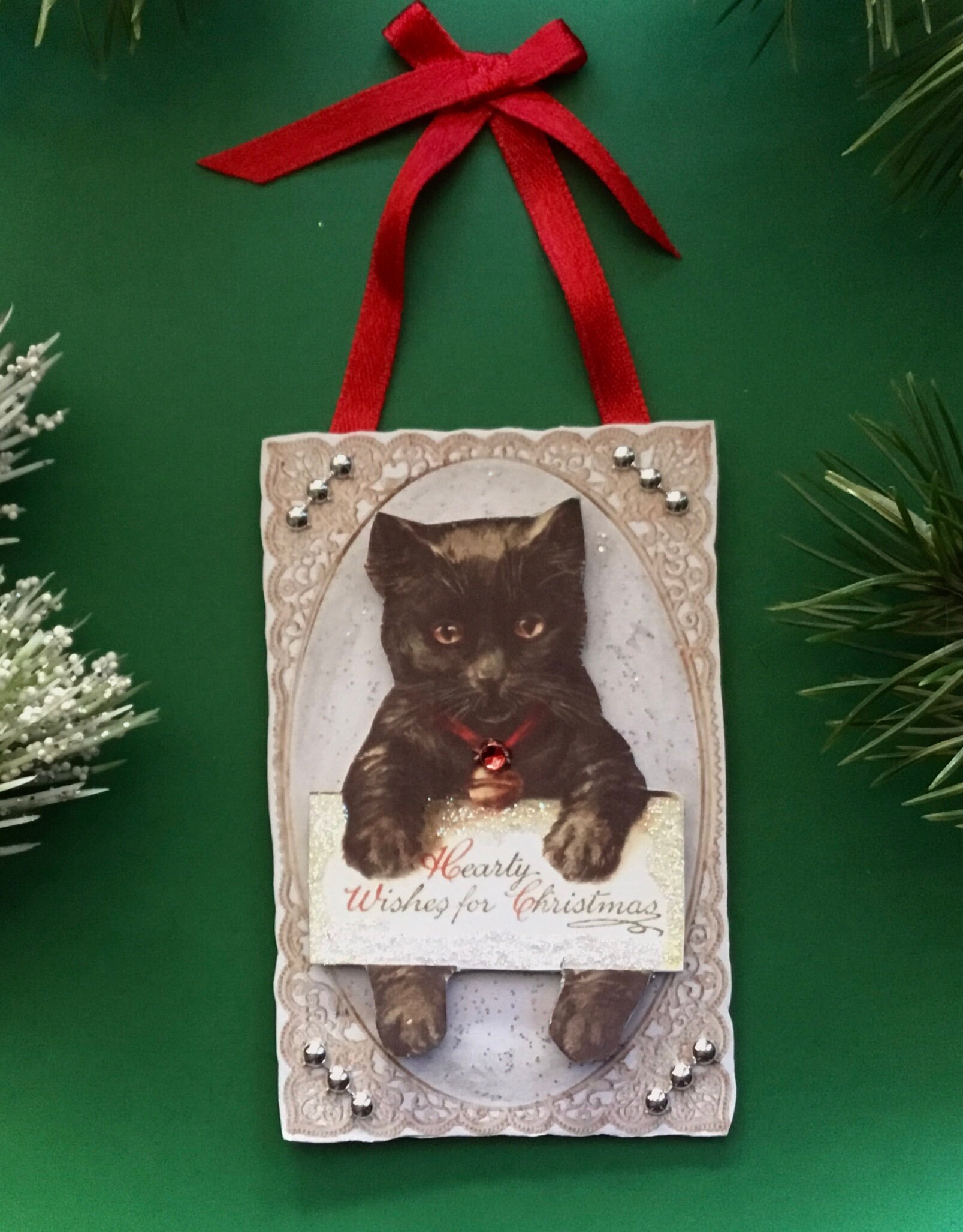 Victorian Cat Christmas Ornament/ Vintage Style Cat Ornament Etsy