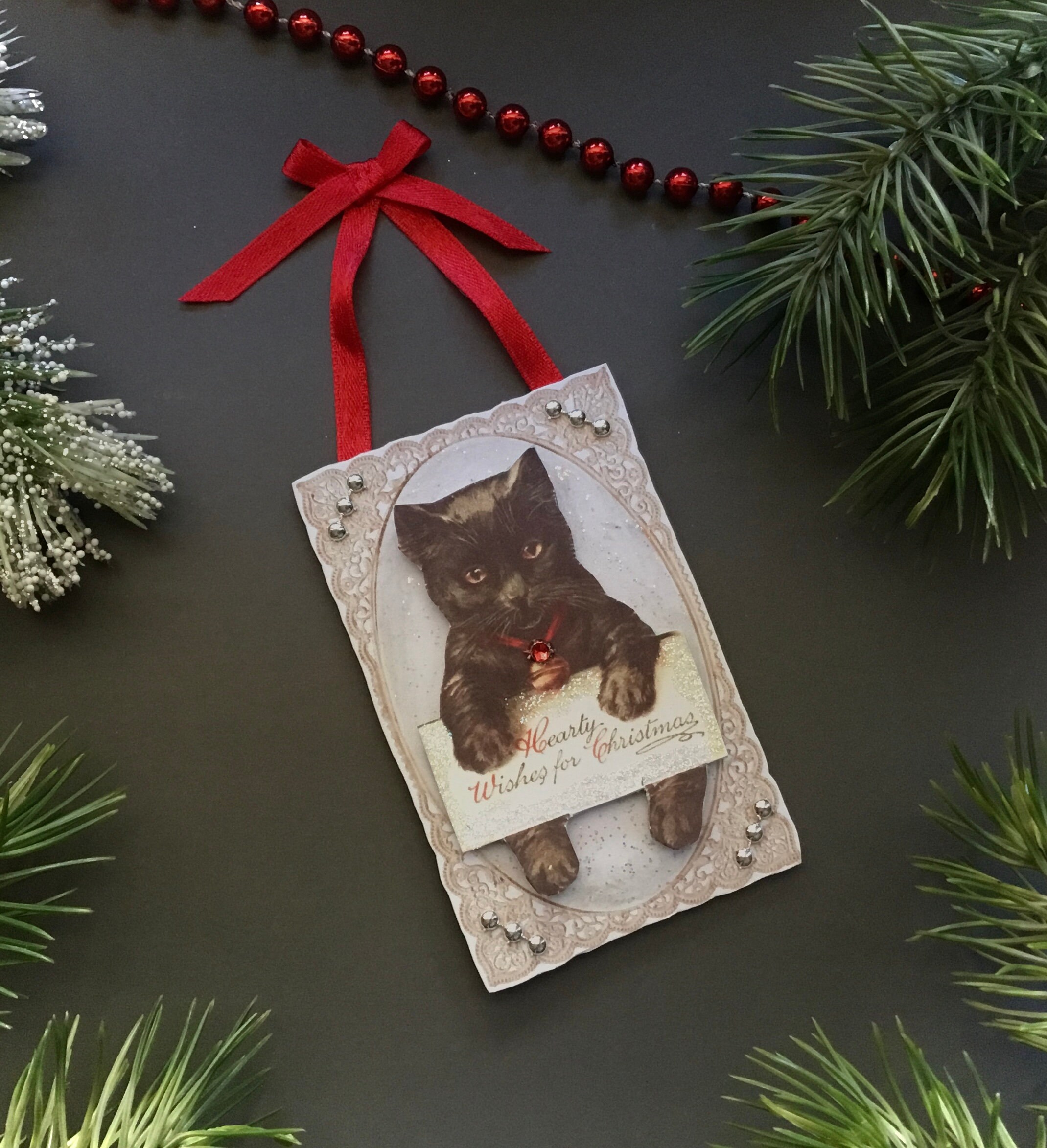 Victorian Cat Christmas Ornament/ Vintage Style Cat Ornament Etsy