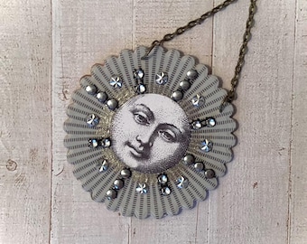 Celestial Sun-Moon ornament/ Vintage inspired Sun-Moon Ornament
