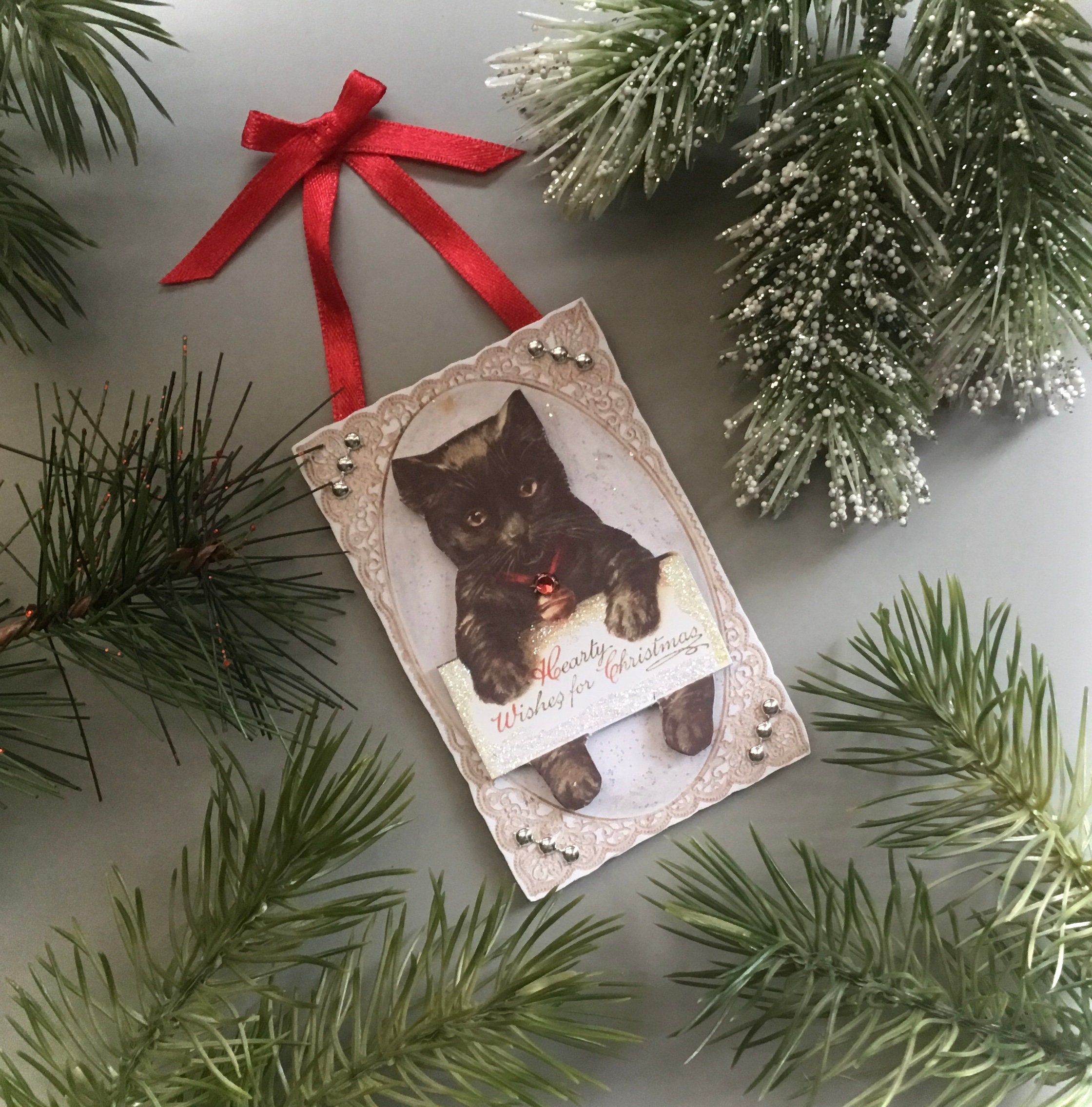 Victorian Cat Christmas Ornament/ Vintage Style Cat Ornament Etsy