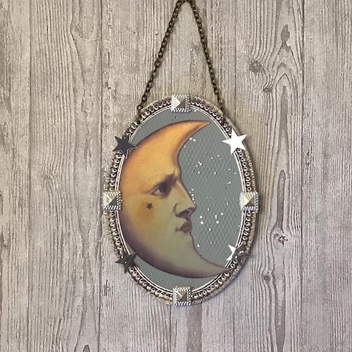 Adorno de luna creciente de inspiración vintage/adorno de luna retro